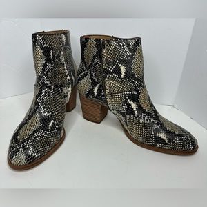 MADEWELL Rosie Ankle Boots Snakeskin Embossed Leather Sizes 9 $198 Sold Out NEW
